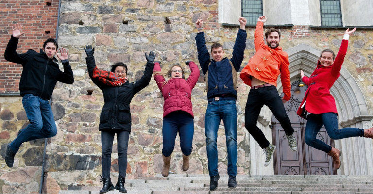 student jumping picture